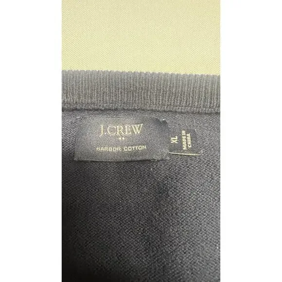 Lot Of 2- J Crew Men's Harbor Cotton Sweaters XL Crewneck Striped Navy Gray - Picture 3 of 10